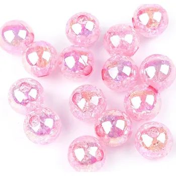 Korálek Plastové korálky s AB efektem Ø13 mm, barva 2 růžová sv.