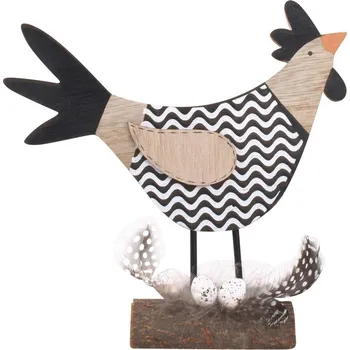 Velikonoční dekorace Anděl Přerov Slepička čenobílá na postavení 20 cm