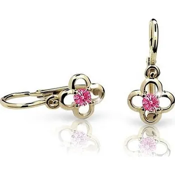 Náušnice Cutie Kids Jewellery c1944-10-30-x-1 Zlaté dětské náušnice na brizuru Cutie kytičky C1944 Tcf Red – zlatý šperk ryzosti 585/1000 v Dárkovém balení s Certifikátem GBEYC-00174