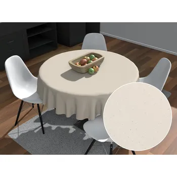 ubrus Bavlněný kulatý ubrus MONI MO-037 Světle režný Ø 100 cm