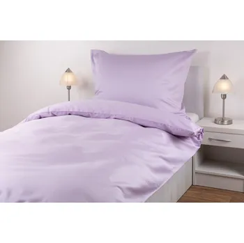 Povlečení JAN peří Povlečení z bavlněného saténu - světle fialové - Povlečení z bavlněného saténu - světle fialové - souprava povlečení 70x90 + 140x200