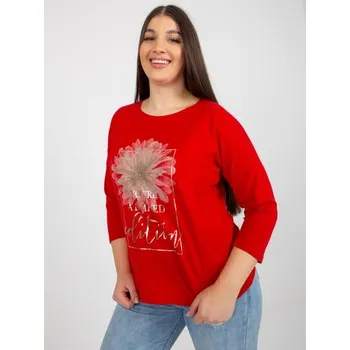 Dámská halenka Dámská halenka s nápisem a aplikacemi plus size OTTA červená