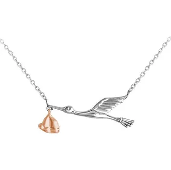 Náhrdelník Stříbrný náhrdelník čáp s miminkem, 42-45 cm