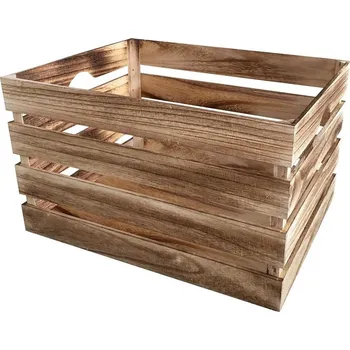 Úložný box ASKO Dřevěná bedýnka opalovaná 47 x 36 cm hnědá