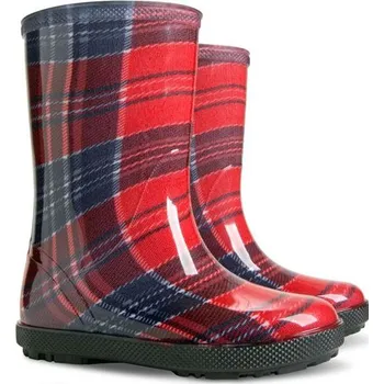 Dívčí holínky Dětské barevné holínky DEMAR Hawai Print 0047 AD červená kostka Velikost 30-31