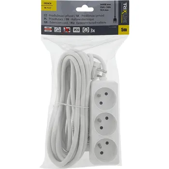 elektrický kabel Prodlužovací přívod 3 zásuvky, 5m, TR 712 F