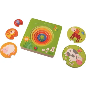 Dřevěná hračka Haba Dřevěné vkládací vícevrstvé puzzle FARMA