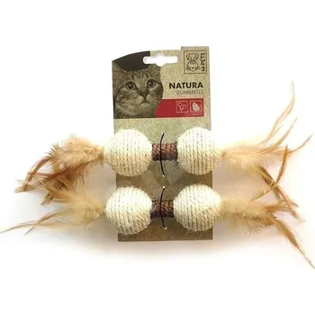 Chovatelství M-Pets Natura sisalové činky s peřím 24 × 4,5 × 4,5 cm