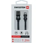 Datový kabel SWISSTEN TEXTILE USB / LIGHTNING 1,2m černý