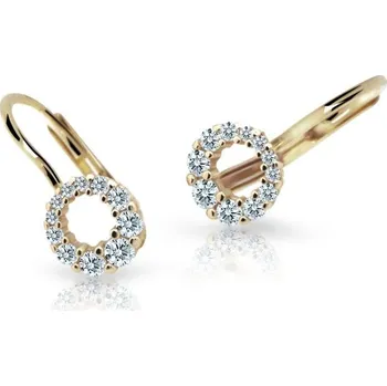 Náušnice Cutie Jewellery c2154-55-10-x-1 Zlaté dětské náušnice na klapku Cutie C2154 White - žluté zlato – zlatý šperk ryzosti 585/1000 v Dárkovém balení s Certifikátem GLEYB-00639