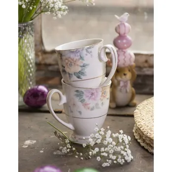 Porcelánový hrneček s květinami Flowers - 11*8*10 cm / 300 ml