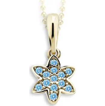 Přívěsek Cutie Jewellery c2206-40-70-x-1 Zlatý dětský přívěsek Cutie kytička C2206 Arctic Blue - žluté zlato – zlatý šperk ryzosti 585/1000 v Dárkovém balení s Certifikátem GBPYM-00720