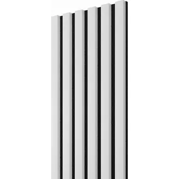Obklad Lamele 3D VZOREK - Akustický panel - BÍLÝ | ČERNÝ akustický podklad - ROZMĚR VZORKU: 200 x 100 mm