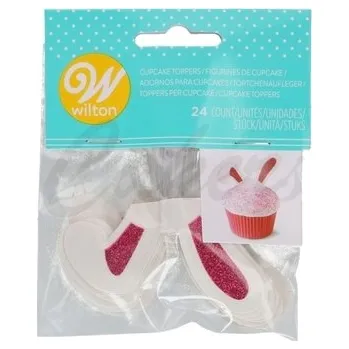 Jedlá dekorace na dort WILTON Králičí uši s třpytkami na špejli. 24 ks(12párů)