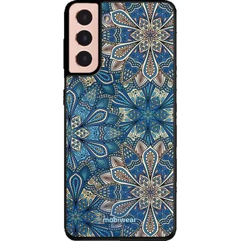 Pouzdro na mobilní telefon Lesklý kryt Mobiwear Glossy - Samsung Galaxy S21 - G038G - Modré mandala květy (Prémiové lesklé pouzdro, obal, kryt Mobiwear Glossy na mobil Samsung Galaxy S21 - G038G - Modré mandala květy, materiál Plast + TPU silikon - krytí po všech stranách,)