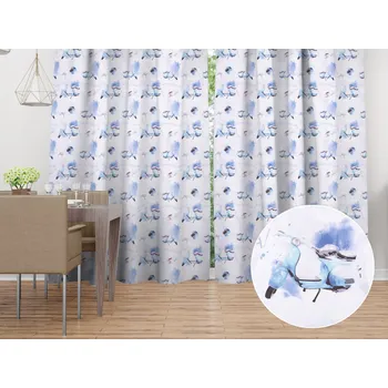 ubrus Bavlněný závěs Sandra SA-289 Viva Italia modrá 150x140 cm