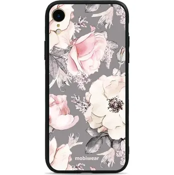Pouzdro na mobilní telefon Lesklý kryt Mobiwear Glossy - Apple iPhone XR - G034G - Květy na šedém pozadí (Prémiové lesklé pouzdro, obal, kryt Mobiwear Glossy na mobil Apple iPhone XR - G034G - Květy na šedém pozadí, materiál Plast + TPU silikon - krytí po všech stranách,)