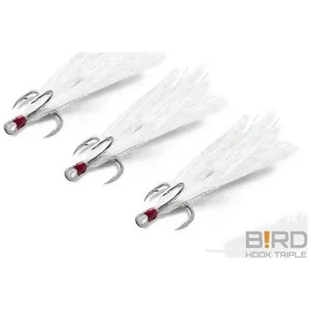 Rybářský háček Trojháček s pírkem Delphin B!rd Hook Triple #4_bílá pírka_3ks
