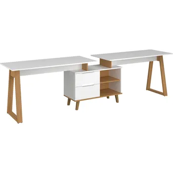 Psací stůl Kancelářský stůl (F) bílý / dub kamenný Neptun