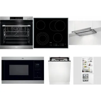 Set domácích spotřebičů AEG BSK782380M + AEG Mastery DirectTouch HK654070FB + AEG DPE5660M + AEG Mastery MSB2547D-M + AEG FSE74707P + AEG Mastery NoFrost SCB618F6TS