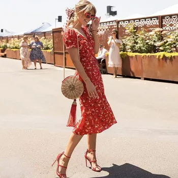 Dámské šaty letní šaty Cherriest Barva: Červená, Velikost: L