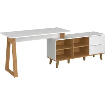 Psací stůl Kancelářský stůl (C) bílý / dub kamenný Neptun