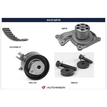 Rozvod motoru Vodni pumpa + sada ozubeneho remene, , 119A02552R, HUTCHINSON, KH 101WP78