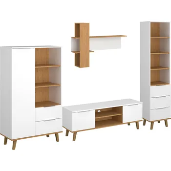 Obývací stěna Obývací sestava 2.8 m bílá / dub kamenný Neptun