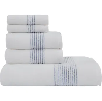 Ručník Dárková sada ručníků a osušky AQUA, 5 ks - Bílá / modrá výšivka, Soft Cotton