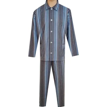 Pánské pyžamo Pánské Pyžamo Flanelové FOLTÝN PF01 modročerný proužek Velikost: L, Materiál: Flanel