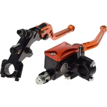 Brzda pro motocykl sada brzdová pumpa přední brzdy + páčka spojky kompl. oranžové s s drž. zrcátka