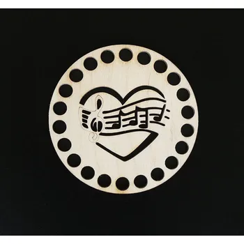 Dřevěné víko - kruh 10 cm, noty