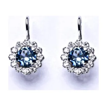 Náušnice Stříbrné náušnice akvamarin a čiré zirkony - NK1495 (Stříbrné náušnice s akvamarinem)