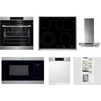Set domácích spotřebičů AEG BPK742380M + AEG Mastery DirectTouch HK654070XB + AEG Mastery DBB5660HM + AEG Mastery MSB2547D-M + AEG FEE72706PM + AEG Mastery FlexiShelf SCE818D3LC