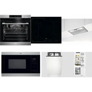 Set domácích spotřebičů AEG BSK792380M + AEG Mastery Bridge IKE64441IB + AEG DGB3523S + AEG Mastery MSB2547D-M + AEG Mastery GlassCare FSE73407P + AEG Mastery FlexiShelf SCE818D3LC