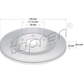 Brzdový kotouč Brzdový kotouč, , 4H0615601D, 4H0615601H, 4H0615601K, 4H0615601Q, 8K0615601C, TOPRAN, 113 012