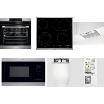 Set domácích spotřebičů AEG BSK782380M + AEG Mastery DirectTouch HK654070XB + AEG DGB3523S + AEG Mastery MSB2547D-M + AEG Mastery GlassCare FSE73407P + AEG Mastery FlexiShelf SCE818D3LC
