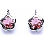 Stříbrné náušnice kytka Swarovski rose krystal - NK1296 (Stříbrné náušnice se Swarovski krystalem)