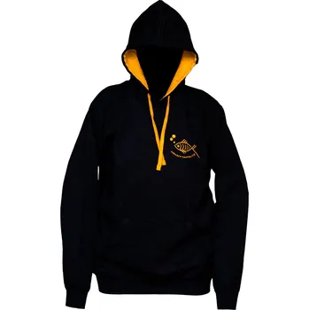 Rybářské oblečení Pánská mikina Nachytame.cz Černo/Žlutá 3XL – mikina s kapucí a výšivkou loga