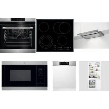 Set domácích spotřebičů AEG BPK742380M + AEG Mastery DirectTouch HK654070FB + AEG DPE5660M + AEG Mastery MSB2547D-M + AEG FEE72706PM + AEG Mastery NoFrost SCB618F6TS