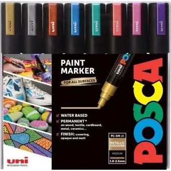 Popisovač Posca PC-5M, akrylový, 2,5 mm, metalický, 8 ks