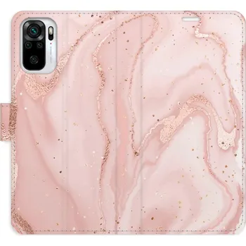Pouzdro na mobilní telefon Flipové pouzdro iSaprio - RoseGold Marble - Xiaomi Redmi Note 10 / Note 10S