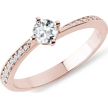 Prsten Zásnubní prstýnek s brilianty v růžovém 14k zlatě KLENOTA