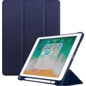 Pouzdro na mobilní telefon Flipové pouzdro s funkcí uspání a prostorem na Apple Pencil pro iPad 10,2" (2019-2021) / Air 3 (2019) / Pro 10,5" - tmavě modré
