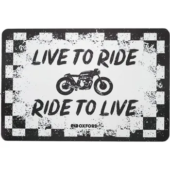 Motodoplněk Plechová cedule RIDE, OXFORD (bílá/černá, rozměr 30 x 20 cm)