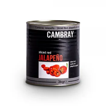 konzervovaná zelenina Cambray Nakládané červené Jalapeño chilli papričky 3 kg
