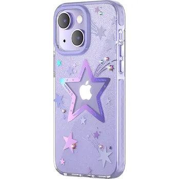 Pouzdro na mobilní telefon Kryt KINGXBAR Heart pro Apple iPhone 14 Plus - plastový / gumový - hvězda - fialový
