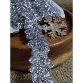 Krajka Prýmek na monofilu s flitry šíře 35 mm barva stříbrná