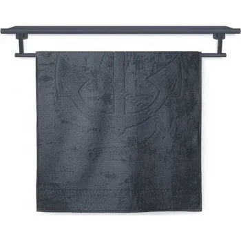 Extra velká plážová osuška 104x180 cm - kotva - tmavě šedá