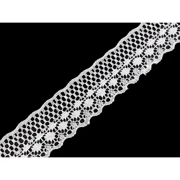 Krajka Silonová krajka šíře 32 mm, barva bílá